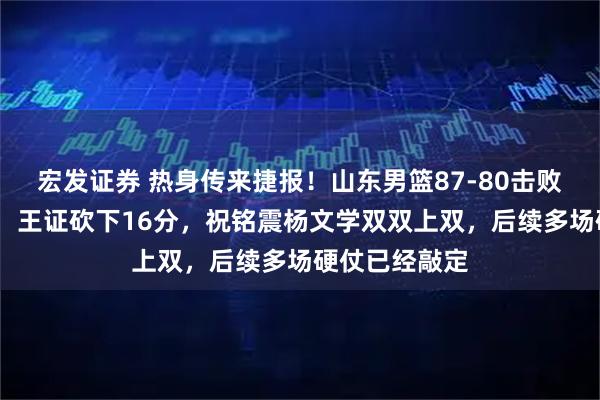宏发证券 热身传来捷报！山东男篮87‑80击败塞尔维亚KK，王证砍下16分，祝铭震杨文学双双上双，后续多场硬仗已经敲定